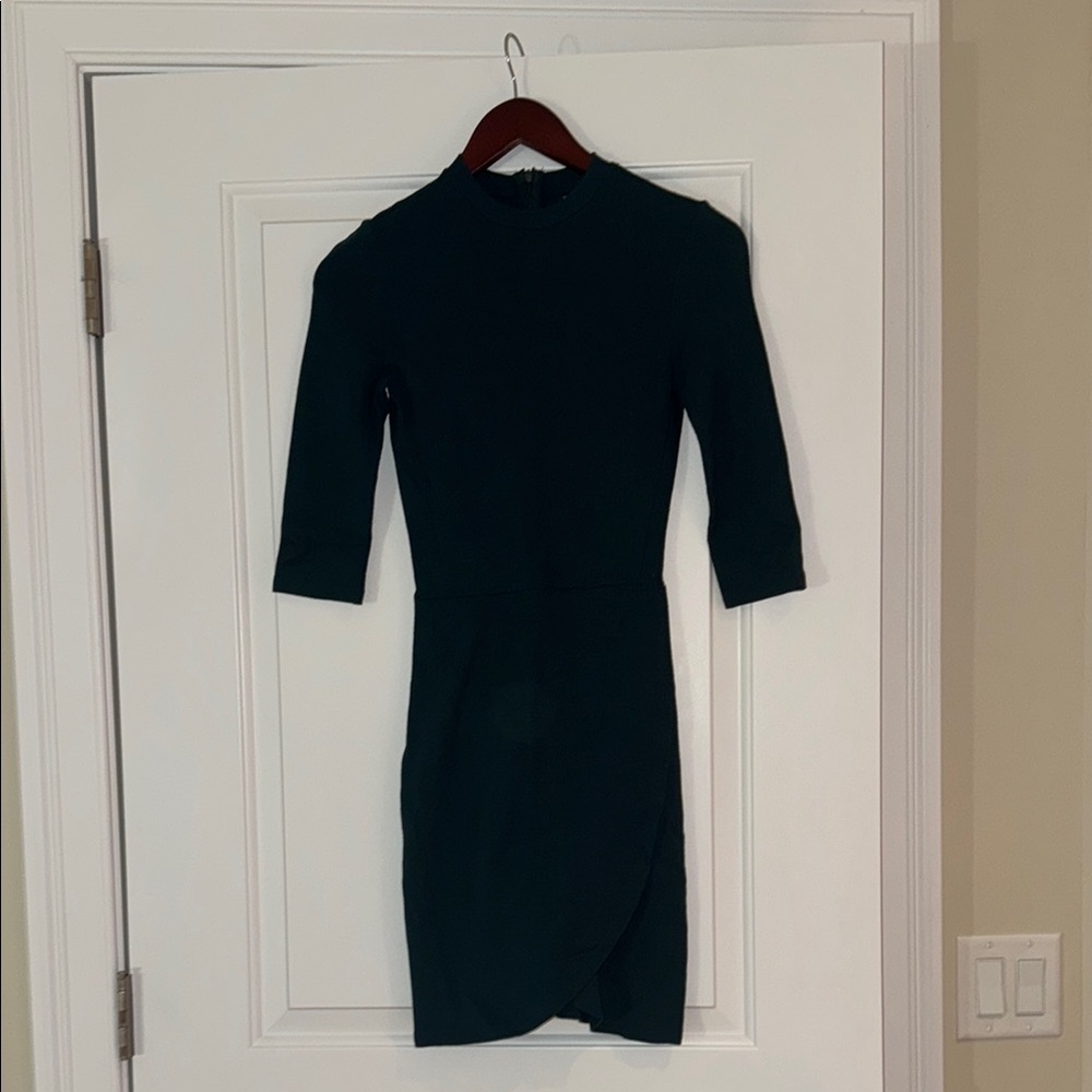 Topshop Emerald Green Bodycon Dress with Mock Neck